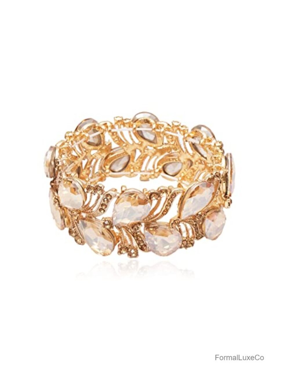 Elegant Stretch Bangle Bracelet Crystal Wide Statement for Women Party Prom